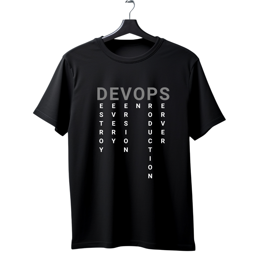 "DEVOPS" Acrostic Word Art T-Shirt | DevOps Engineer Tech Humor Tee