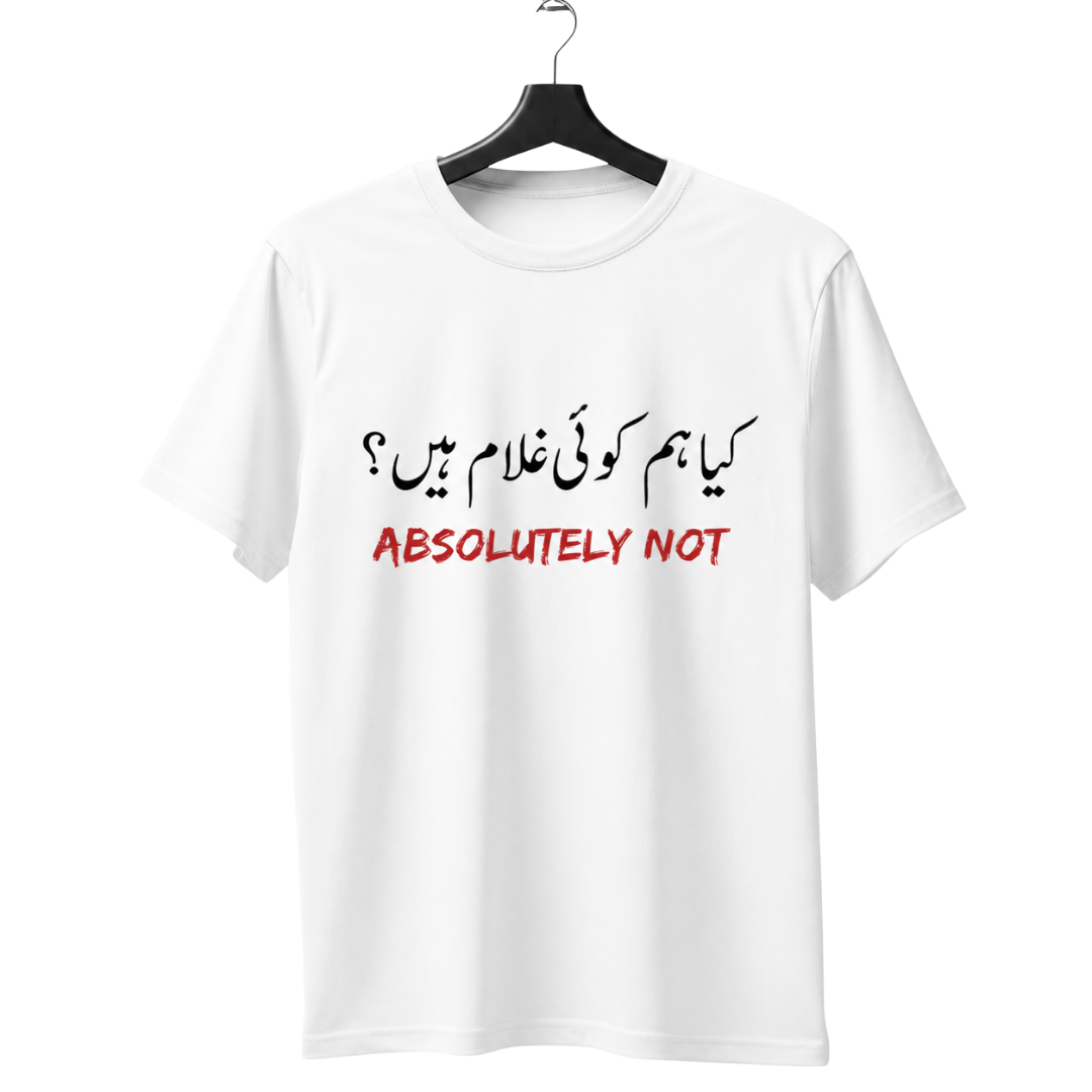 "Kya Hum Koi Ghulam Hain? Absolutely Not!" Urdu Attitude T-Shirt | Desi Savage Tee - Image 2
