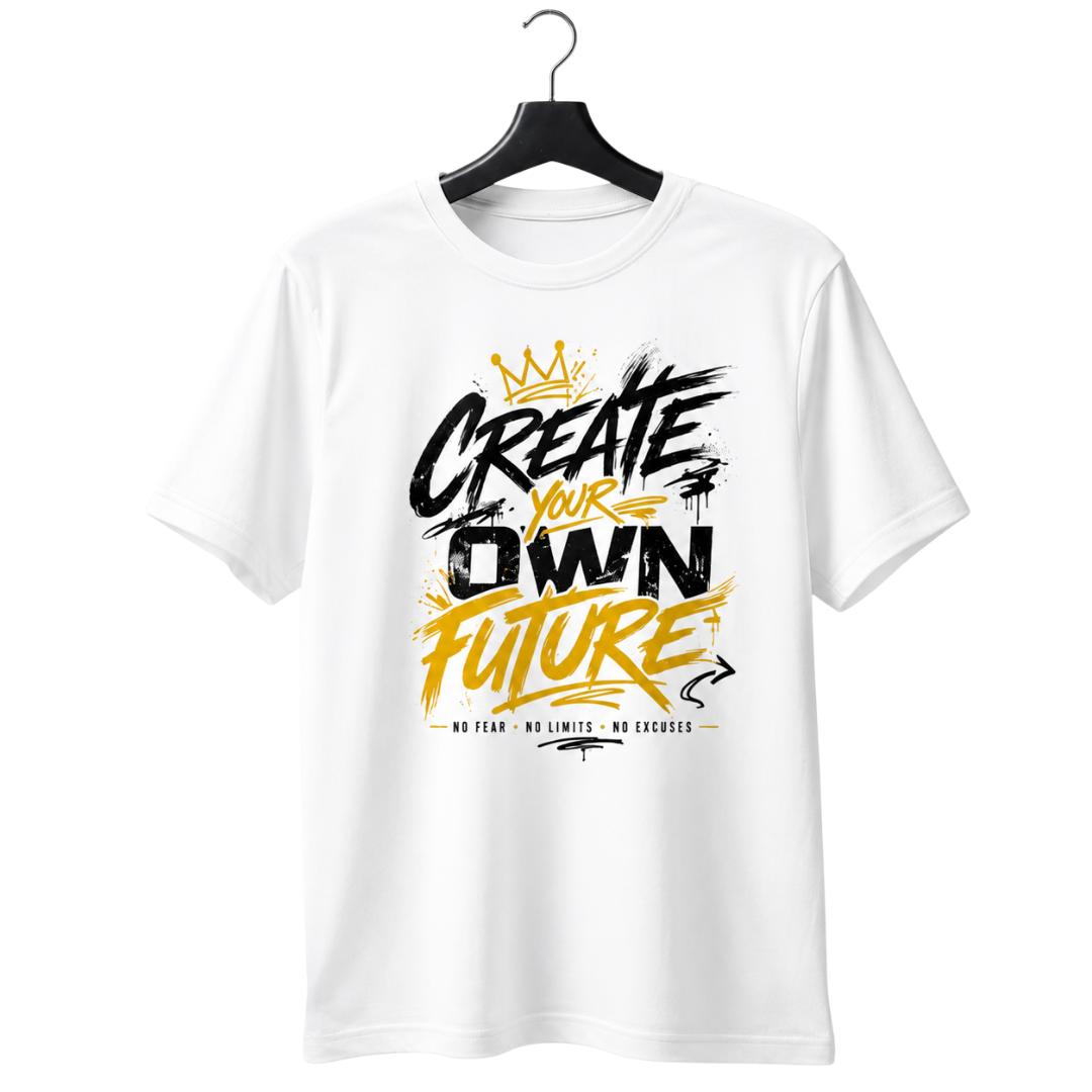 "Create Your Own Future" Crown Graffiti Graphic T-Shirt — No Fear No Limits - Image 2