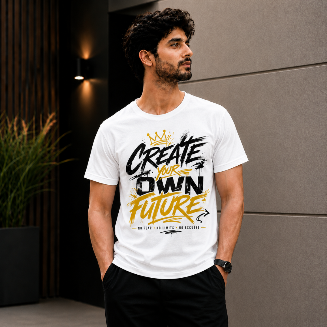 "Create Your Own Future" Crown Graffiti Graphic T-Shirt — No Fear No Limits - Image 4