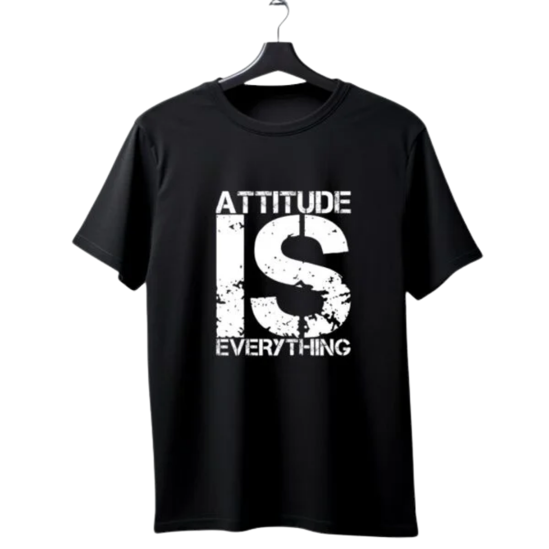 "Attitude Is Everything" Distressed Bold Graphic T-Shirt — Motivational Streetwear