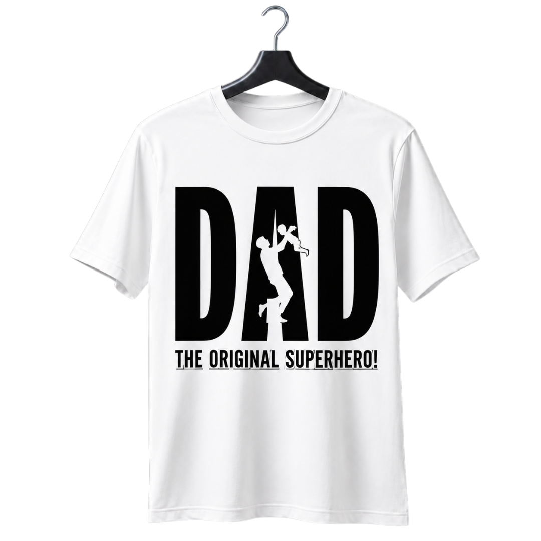 "DAD — The Original Superhero" Father & Child Silhouette T-Shirt — Perfect Dad Gift - Image 2