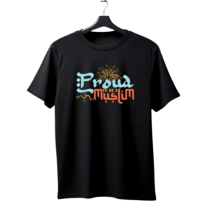 "Proud to be a Muslim" Colorful Typography T-Shirt | Islamic Identity Pride Tee