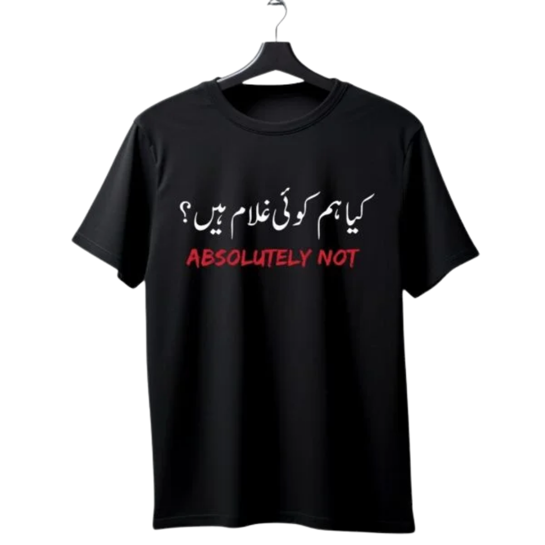 "Kya Hum Koi Ghulam Hain? Absolutely Not!" Urdu Attitude T-Shirt | Desi Savage Tee